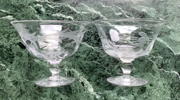 2 vintage Tudor crystal footed bowls.